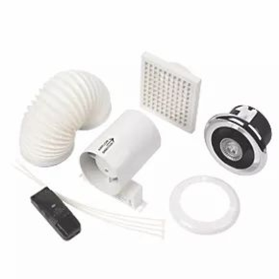 Bathroom Extractor Fans * | Manrose Ledslktc 100Mm Axial Inline Bathroom Shower Extractor Fan Kit With Led Light With Timer Bright Chrome 240V