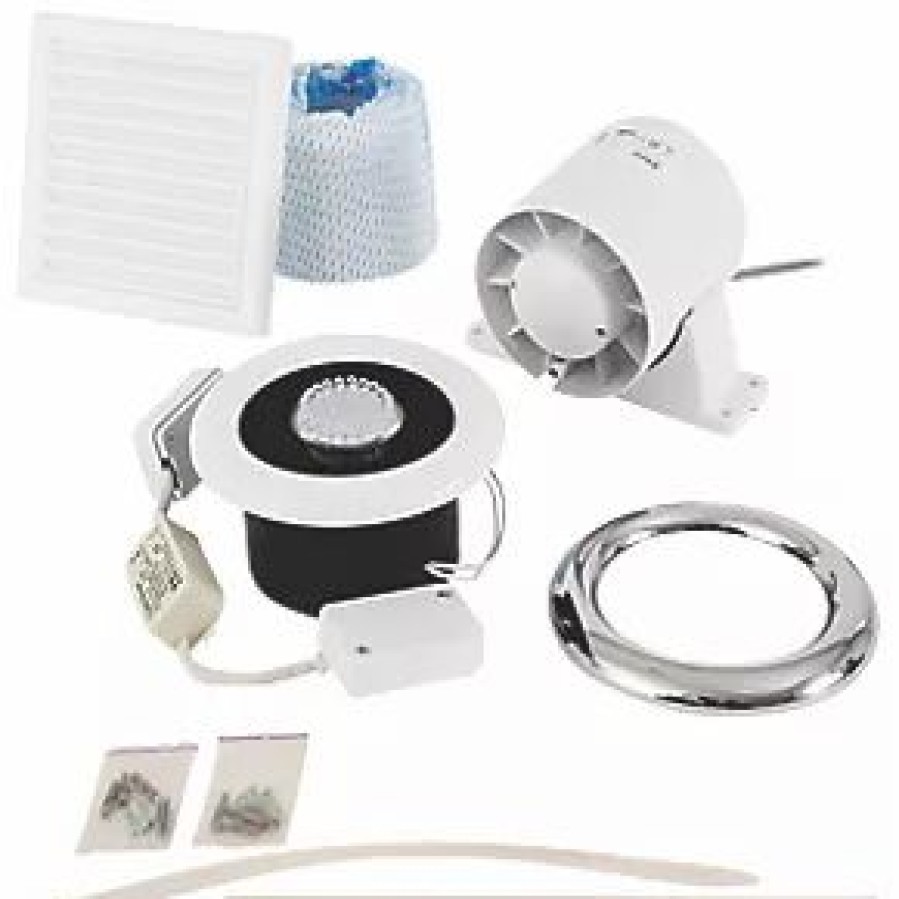 Bathroom Extractor Fans * | Xpelair Airline All100 100Mm Axial Inline Bathroom Shower Extractor Fan Kit With Led Light White / Chrome 220-240V